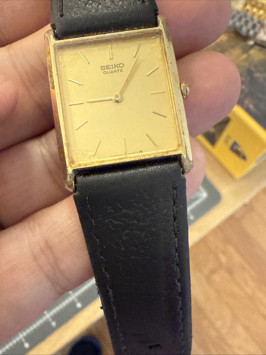 Seiko Men's Vintage Gold Tone Tank Quartz Watch 6530-5079 - New