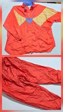 Vintage 90s Color-Block Windbreaker Tracksuit Set Orange, Gold, Blue Colorblock
