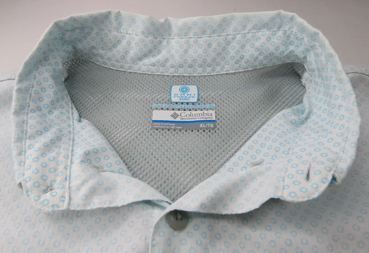 Columbia PFG Omni-Freeze Zero Camisa de Pesca Exterior Ventilada Hombres Verde azulado Geométrico XL