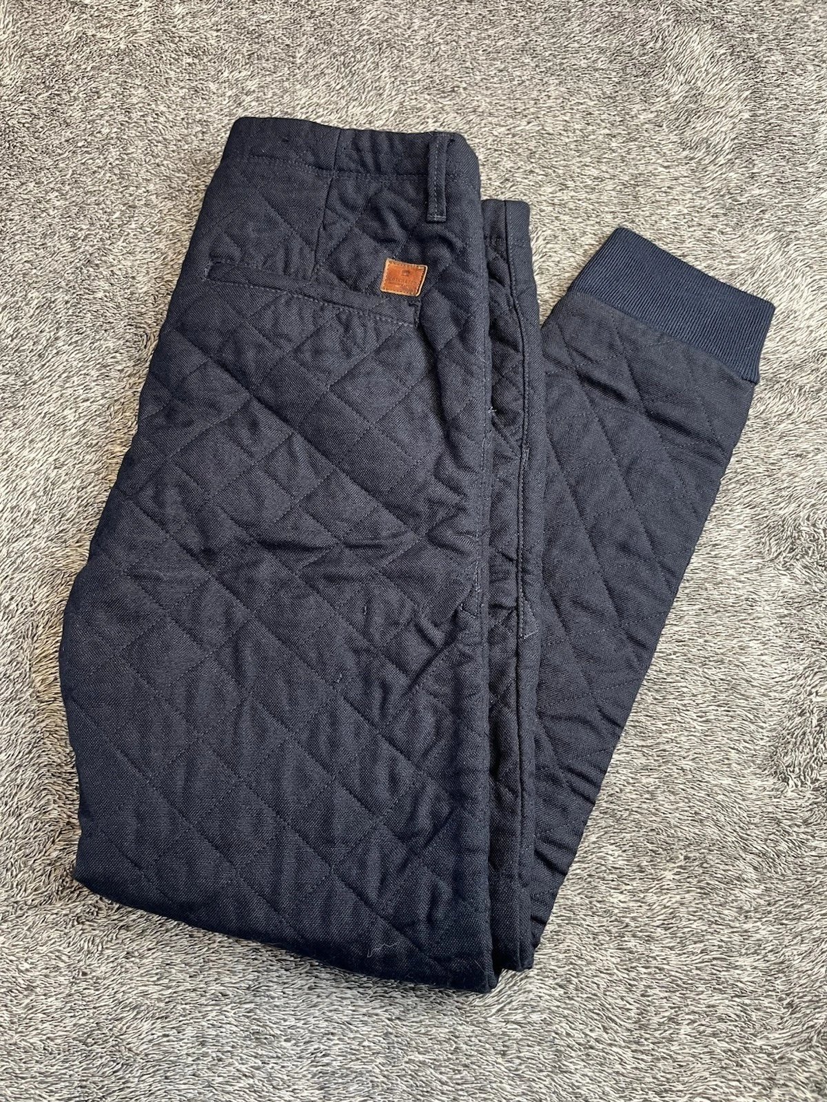 Scotch & Soda Mens Quilted Jogger Pants Navy Blue Cotton Blend Size 30x32