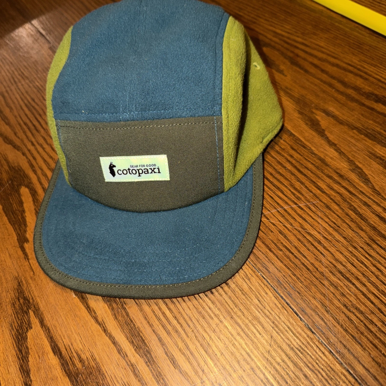 Cotopaxi Microfleece 5 Panel Cap Green Blue Gray Colorblock