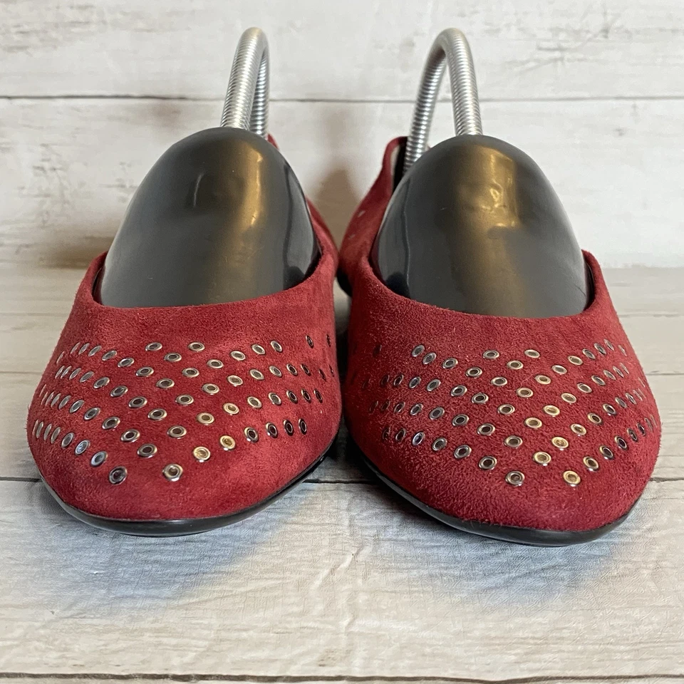 AGL Zapatos Planos Mujer 40 Rojo Ballet Gamuza Tachonados Cuero Tachonado Hecho en Italia Foto 2 de 4