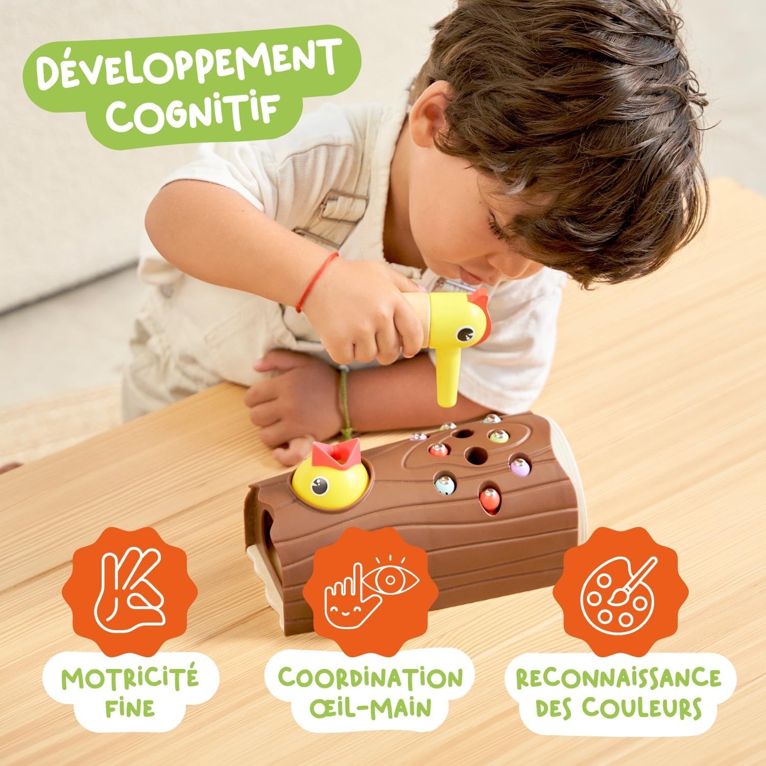 Jeu éducatif Petit Picvert Nene Toys jouet magnétique en bois motricité fille garçon 2 ans