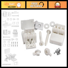 Toilet Seat Hinges Replacement - White Plastic Set with Screws, Universal Fit 2P