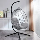 Luxury Hanging Armchair New XXL Black Frame With Basket And Grey Cushion