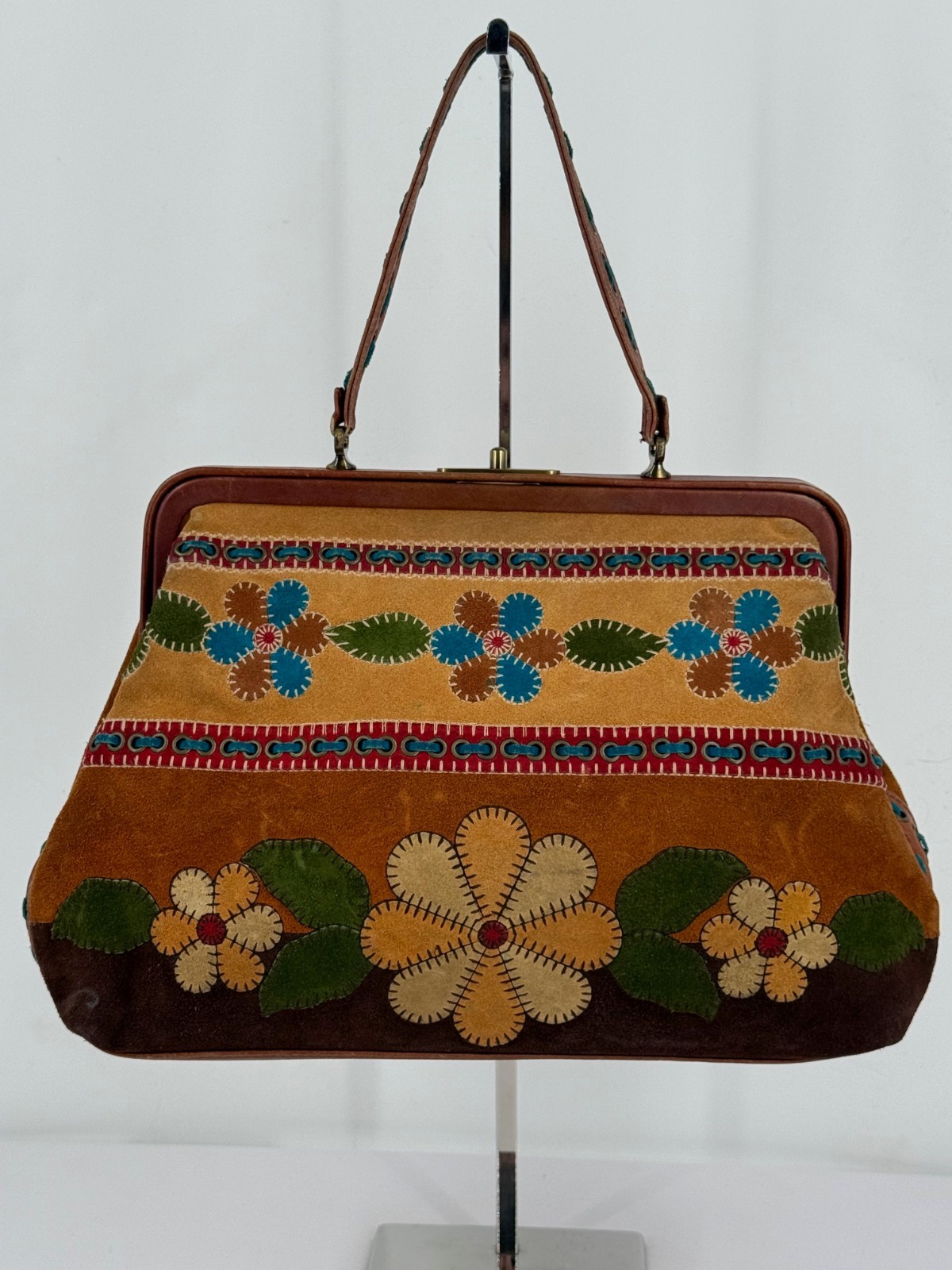 Isabella Fiore Patchwork Suede Leather Floral Sma… - image 1