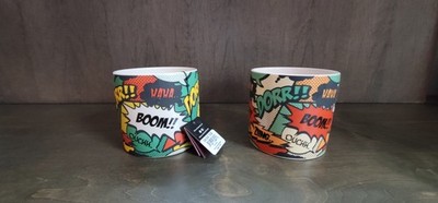 A Pair of Comic ''Burst'' Ceramic Planter Vase Live Trend Designs 4x4 Pop Art