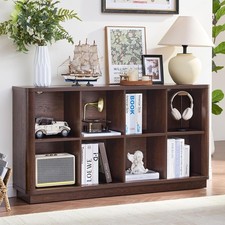 8 Cube Bookcase 52" Long Horizontal Book Shelf w/Curved Edge Floor Standing