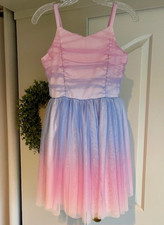 Cat  Jack Girls Tulle Glitter Pink Blue Lavender Ombre Sleeveless Dress XL 14