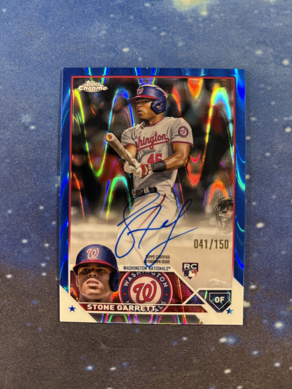 2023 Topps Chrome #RA-SG Stone Garrett Blue Raywave Refractor Auto /150 RC