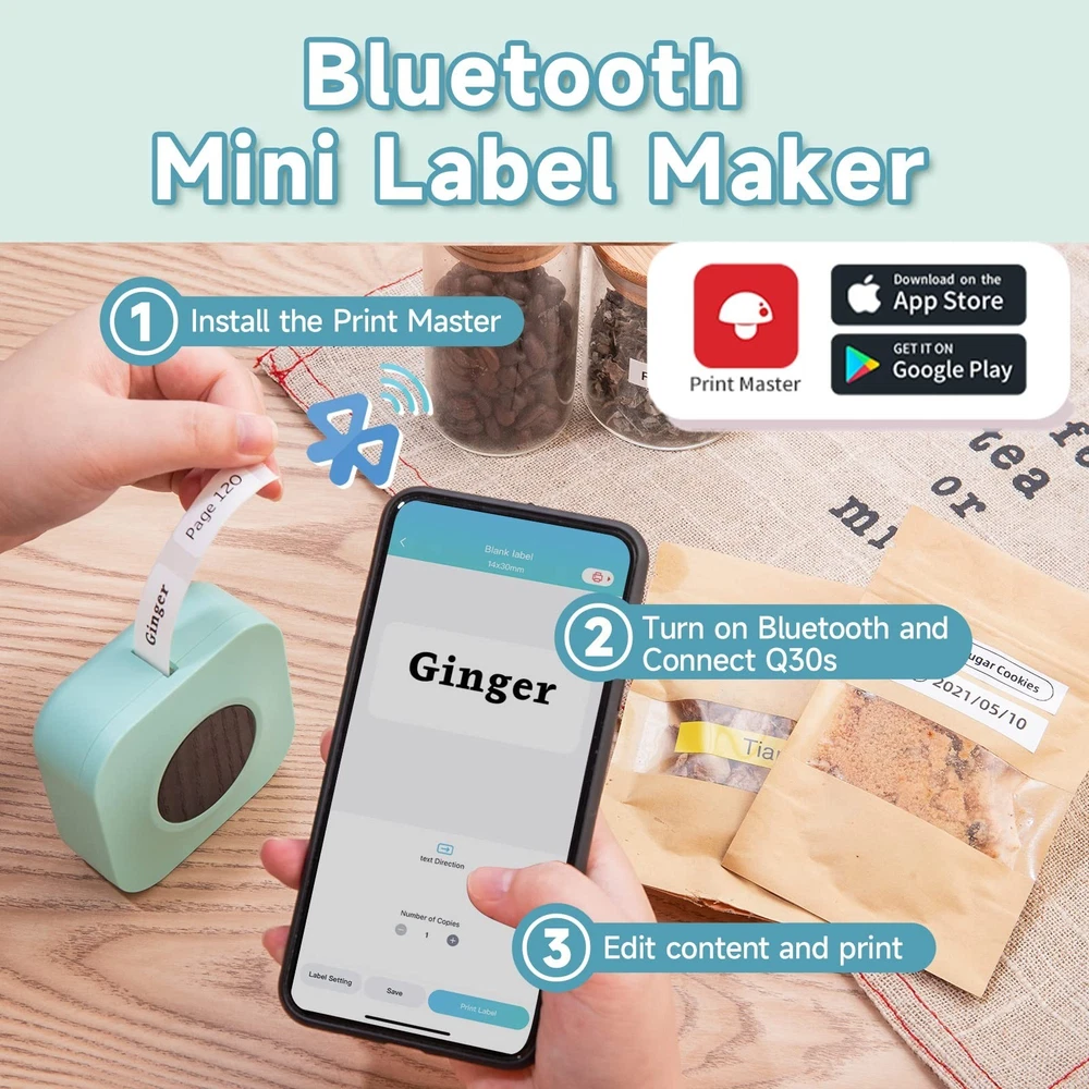 Bluetooth Label Maker Machine Q30S Handheld Portable Label Printer for Home Office Organization