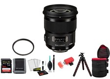 Sigma 50mm f/1.4 DG HSM Art Lens for Nikon F with 64GB Memory Card and UV Filter
