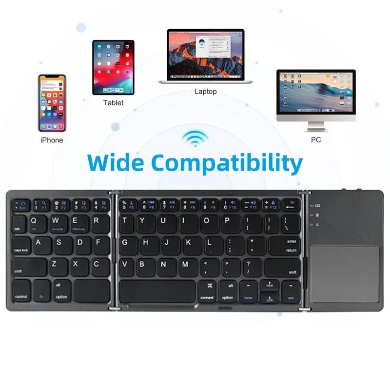 Mini Folding Wireless Bluetooth Keyboard With Touchpad for Laptop Tablet Phone