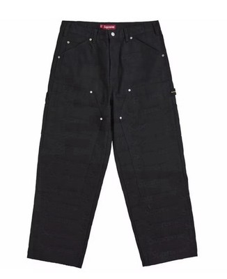 Supreme Jacquard Logos Double Knee Denim Painter Jean Black Size