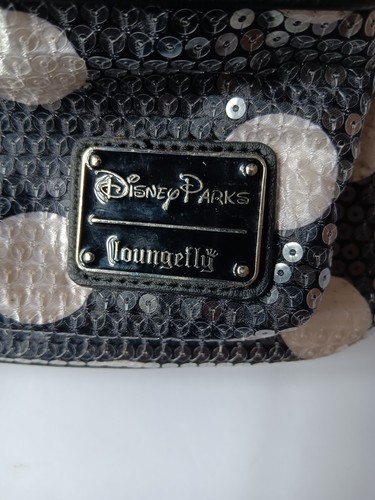 Loungefly Disney Parks Minnie Mouse Ears Black Sequin Polka Dot Backpack FLAWS - Picture 17 of 17