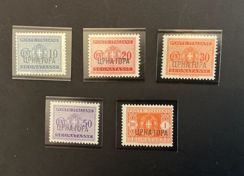 WW2 Italian occupation of Montenegro – 1941 Set of 5 Italy postage due