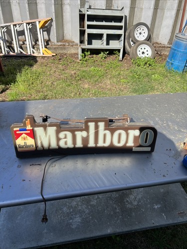 Vintage Marlboro Store Advertising Sign Display Rare Man Cave Bar Pub Lights Up