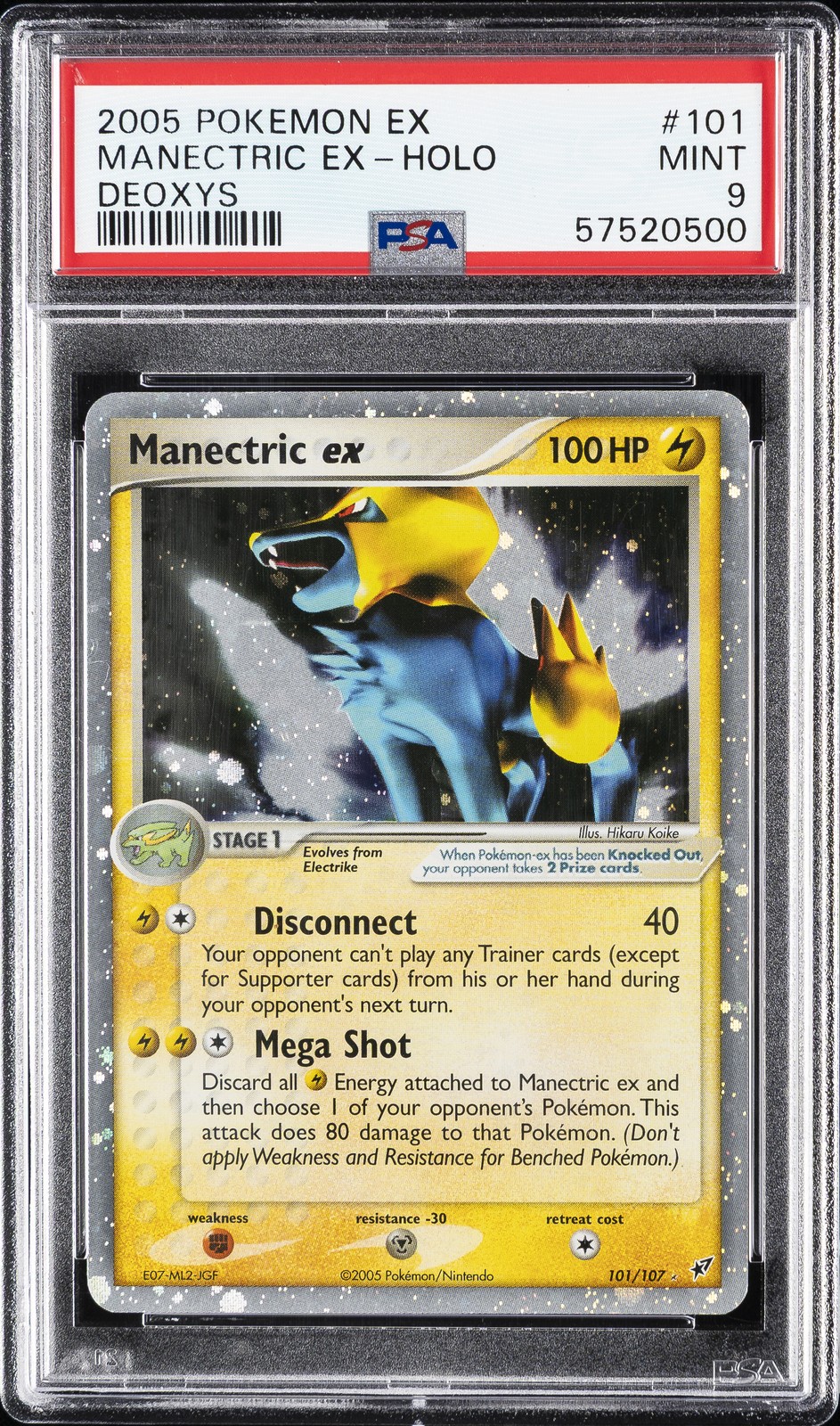 2005 POKEMON EX DEOXYS #101 MANECTRIC EX-HOLO PSA 9