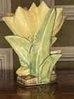 McCoy Yellow double tulip Floral Ceramic Pottery Vase McCoy Glossy Flower-Shaped