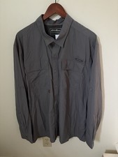 Eddie Bauer Shirt Mens 2XL Button Up Long Sleeve Outdoor Vented Fishing Gray