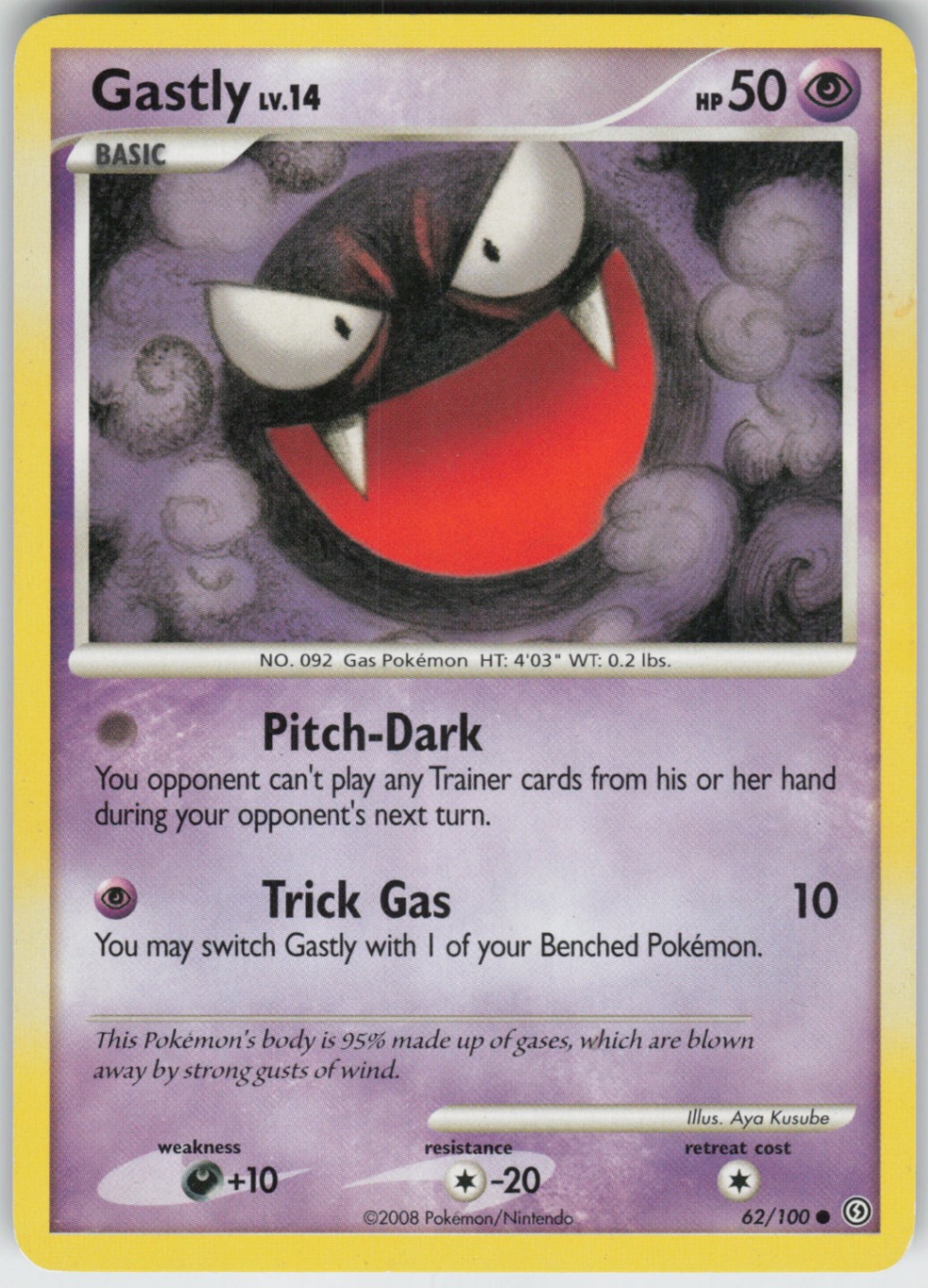 Pokemon TCG Gastly 62/100 Stormfront Common card Normal