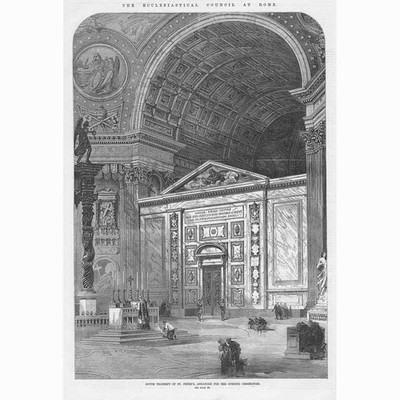 ROM Süd Transeptus Petersdom - antiker Druck 1870
