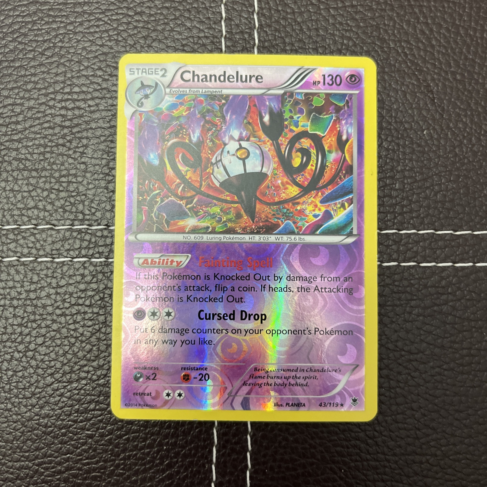 Pokemon TCG - Chandelure - 43/119 - Phantom Forces - LP Reverse Holo Rare (2014)