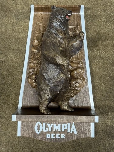 Vintage Olympia Beer Full Bear Mounted Plaque Wall Sign Advertisement - NICE!!!