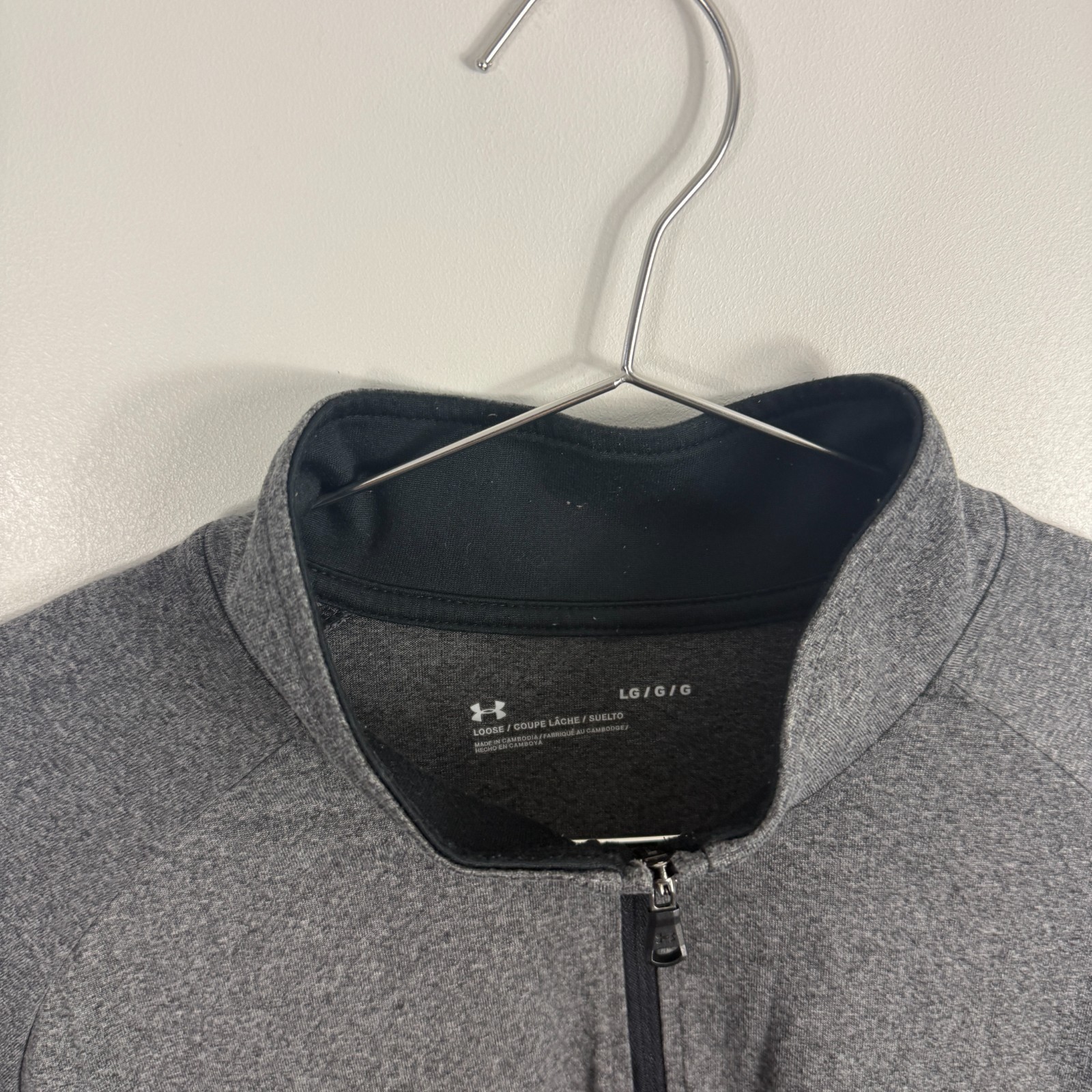 VTG Under Armour Grey Heathered Large Loose Fit Quarter Zip Training Sweatshirt image 4