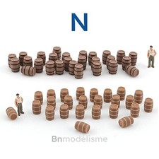 N 1/160 Lot 25 Tonneaux cerclage noir/gris, Barrique Agricole Décor Train 1:160