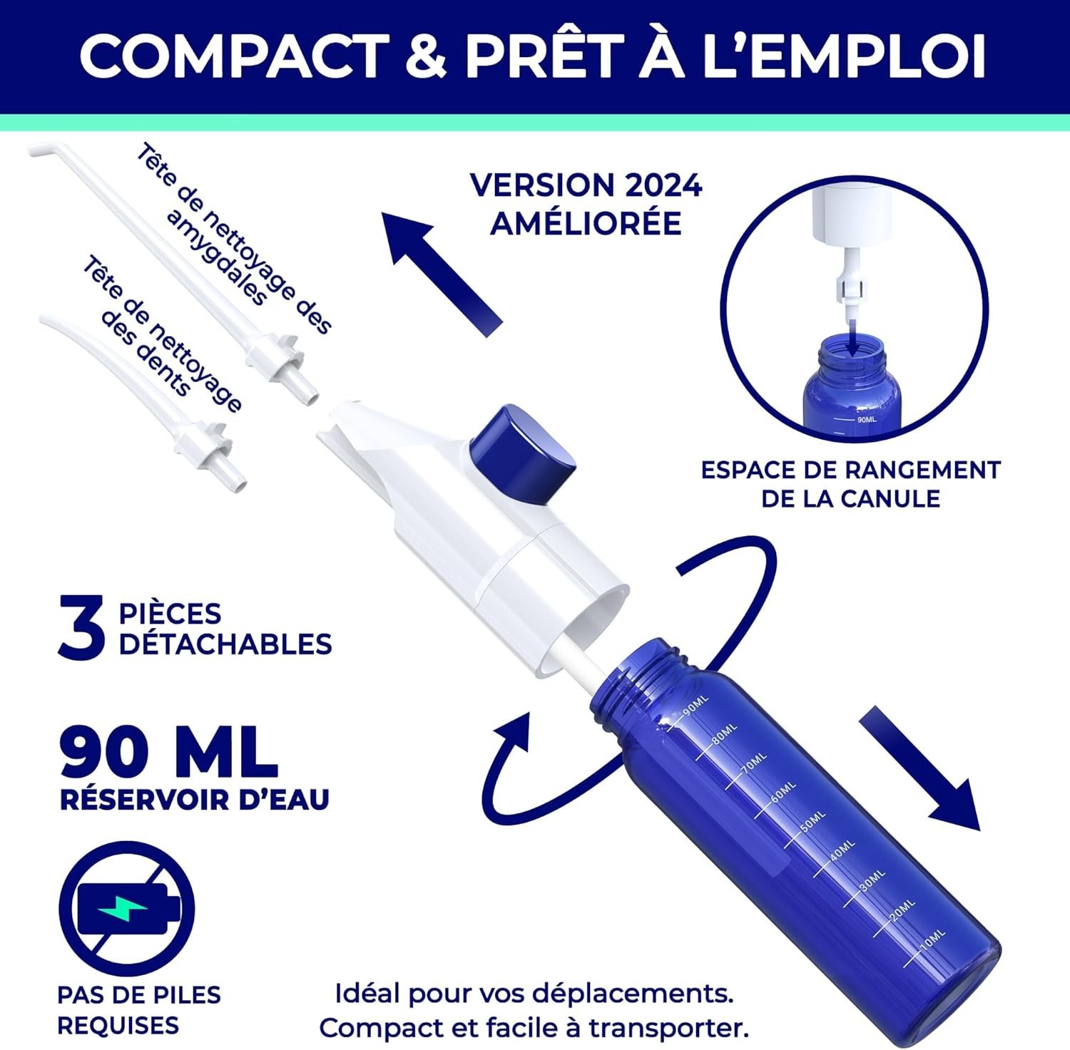 Hydropulseur buccal à impulsion Oravix doté de 3 modes de pression réglables - 4