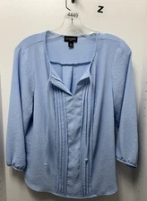 I.N. Studio Blue Peasant Blouse Size Petite Large