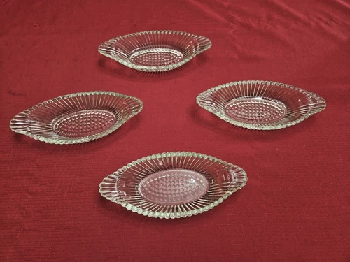 4 Vintage Jeanette Banana Split Boat Clear Glass Dishes  National Pattern