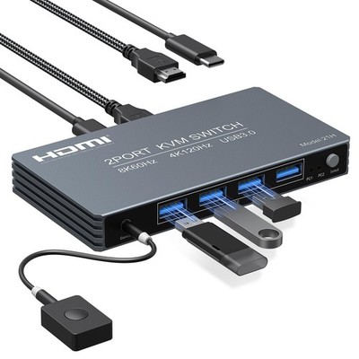 4K@120Hz HDMI Kvm Switch 1 Monitors 2 Computers 8K@60Hz Monitor KVM Switches,...