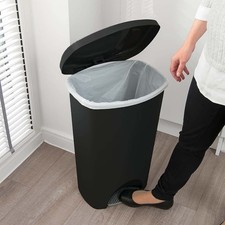50L Pedal Bin Black Pedal Operated Bin with Easy Open Lid for Home Kitchen Offic