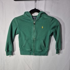 Polo Ralph Lauren Sweater Kids Size 4T Green Full Zip Fleece Hoodie Casual