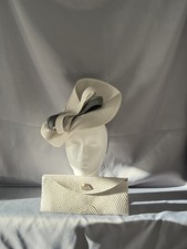 Stunning silver/grey hatinator with bow and Matching Clutch Bag