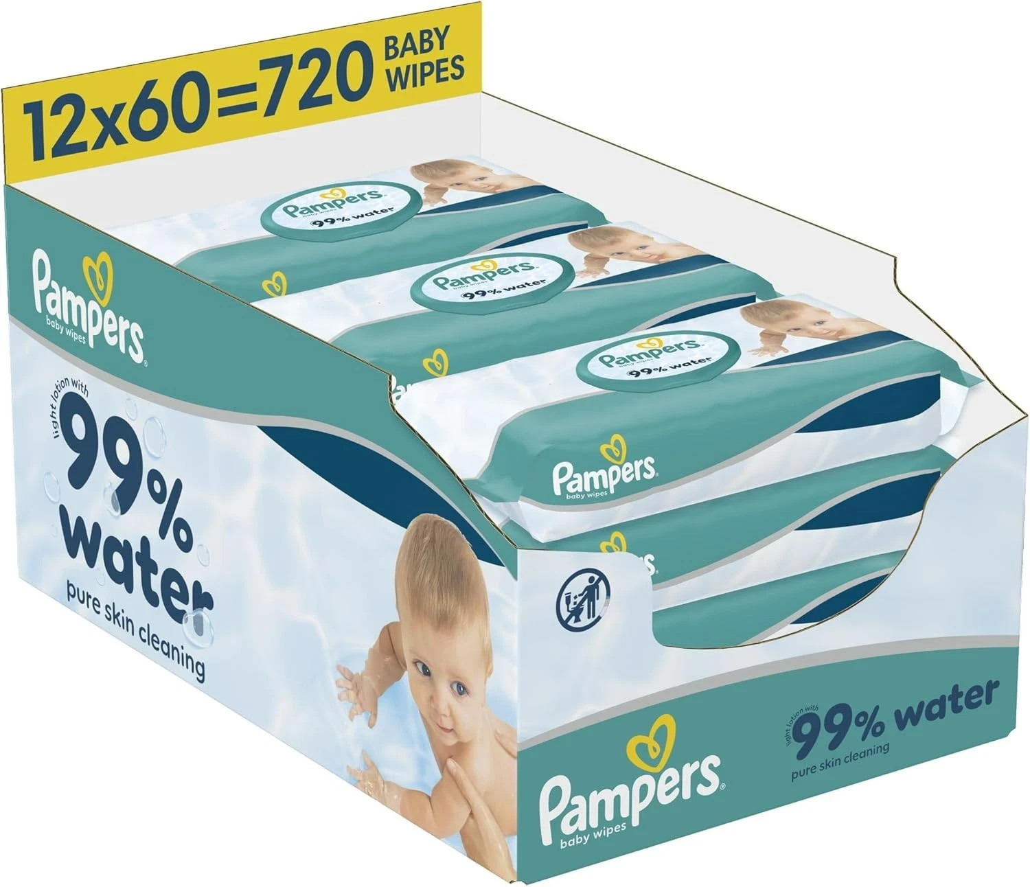 Pampers 99% Water Baby Wipes Plastic Free, 12 Packs of 60 Wipes = 720 Baby Wipes
Opens in a new wind