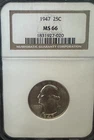 1947-P 25C Silver Washington Quarter - NGC MS66