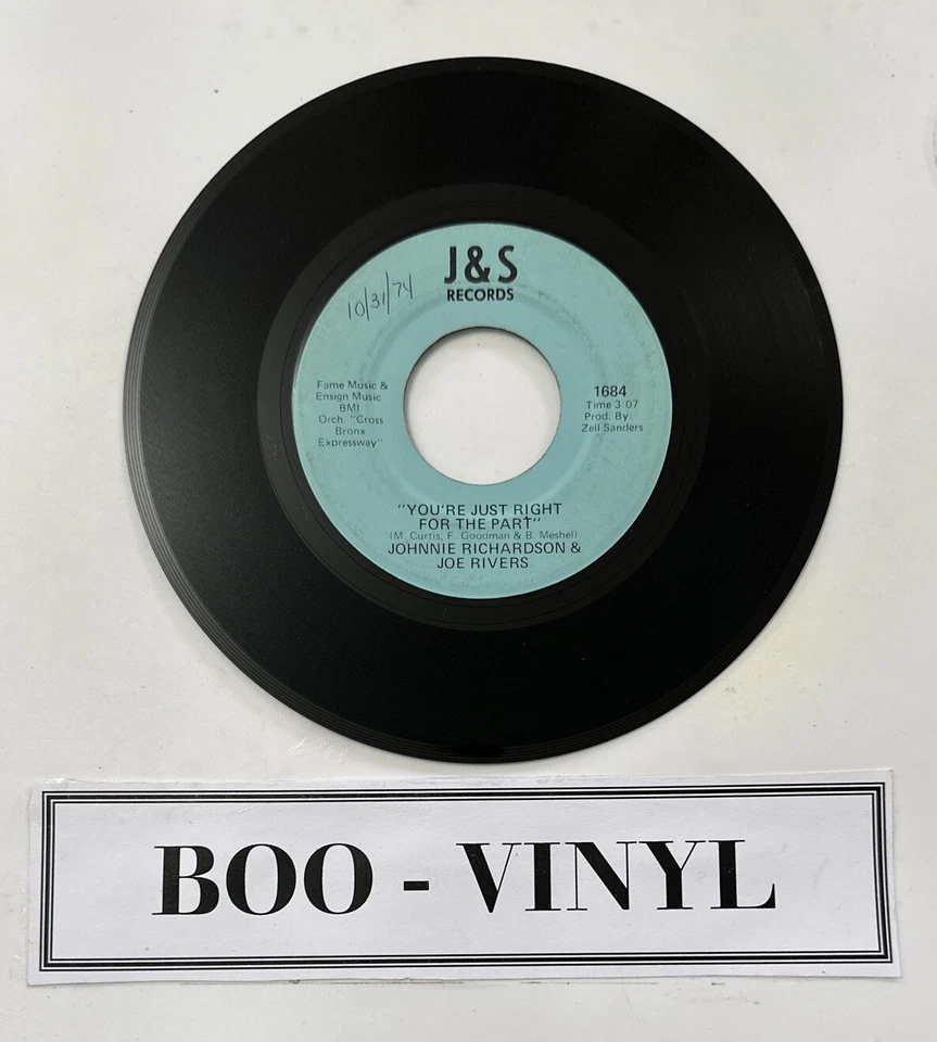 Johnnie Richardson & Joe Rivers* - You're Just Right For The Part 7” Soul Vinyl - Image 2 of 4