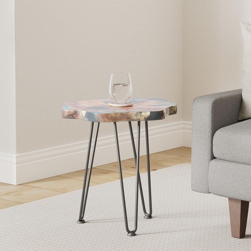 Crystal Clear Epoxy Resin Natural Edge Wood end Table, Wood Resin Side Table - Picture 8 of 54