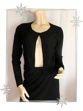 A - Magnifique Gilet Bolero Noir Habillé Dentelle 123 Taille 42  Neuf 