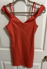 Nastygal Dress Coral Off Shoulder Bodycon Size Small Short