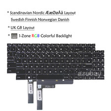 UK GB / Nordic Keyboard for MSI Katana GF66 12U/ GF76 12U, Pulse GL66 / GL76 RGB