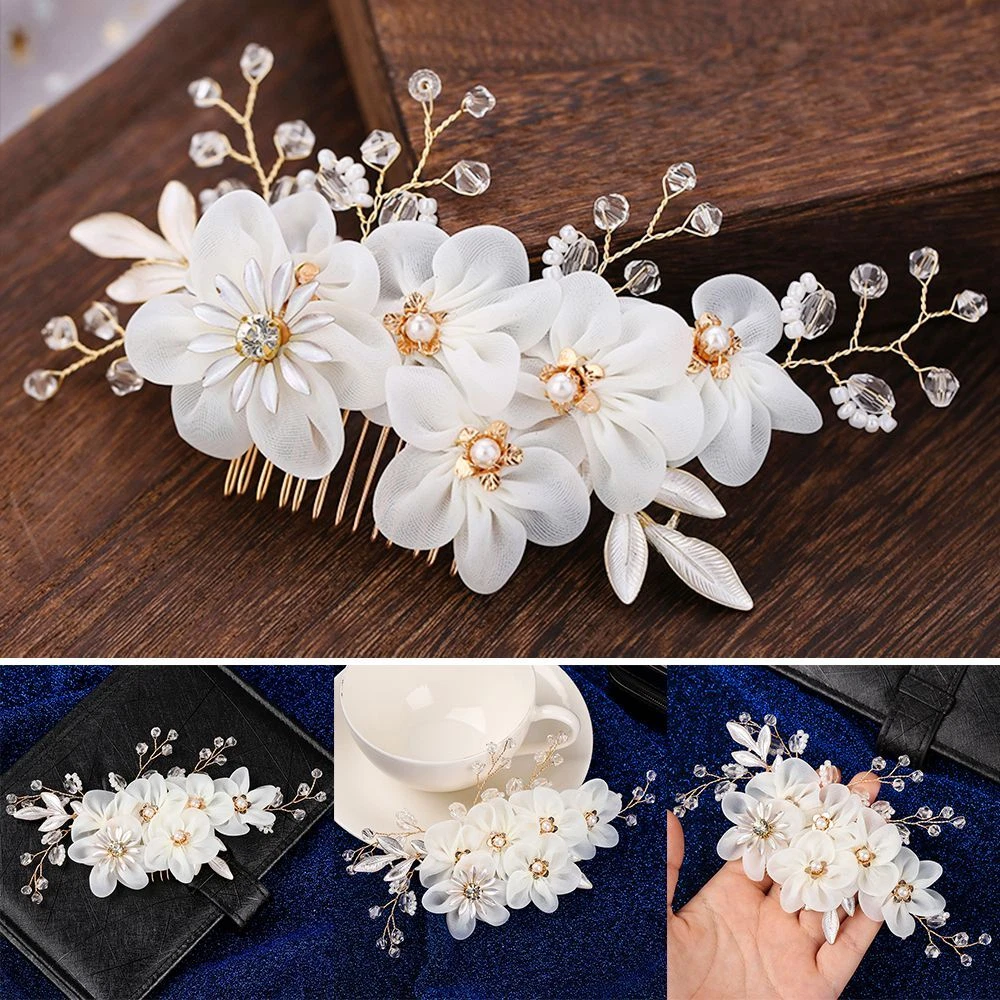 Hair Jewelry Wedding Flower Hair Pin Bridesmaid Tiara Hair Combs Bridal Clips