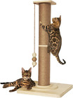 Sturdy 35'' Wooden Cat Scratching Post with Thick Solid Base for Adult Cats