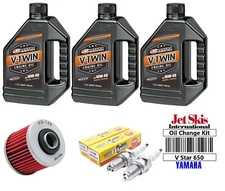 New Yamaha V Star 650 Oil Change Tune Up Kit 20W50 Oil Plugs Oil AND Air Filter