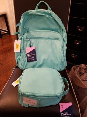 Vera Bradley TURQUOISE  SKY Campus Backpack LUNCH Bunch Bundle