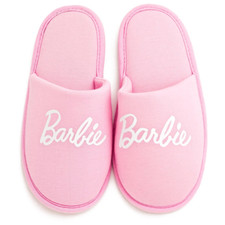 Barbie Girls Pink Plush Pajama Slippers EU 34 US 3 Logo House Shoes Mattel