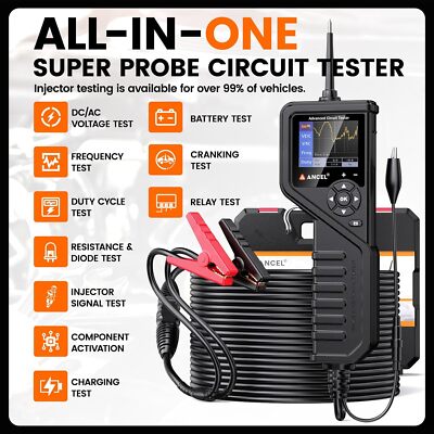 Automotive Power Circuit Probe Tool with Battery/Relay/Injector Test 12-24V 20FT